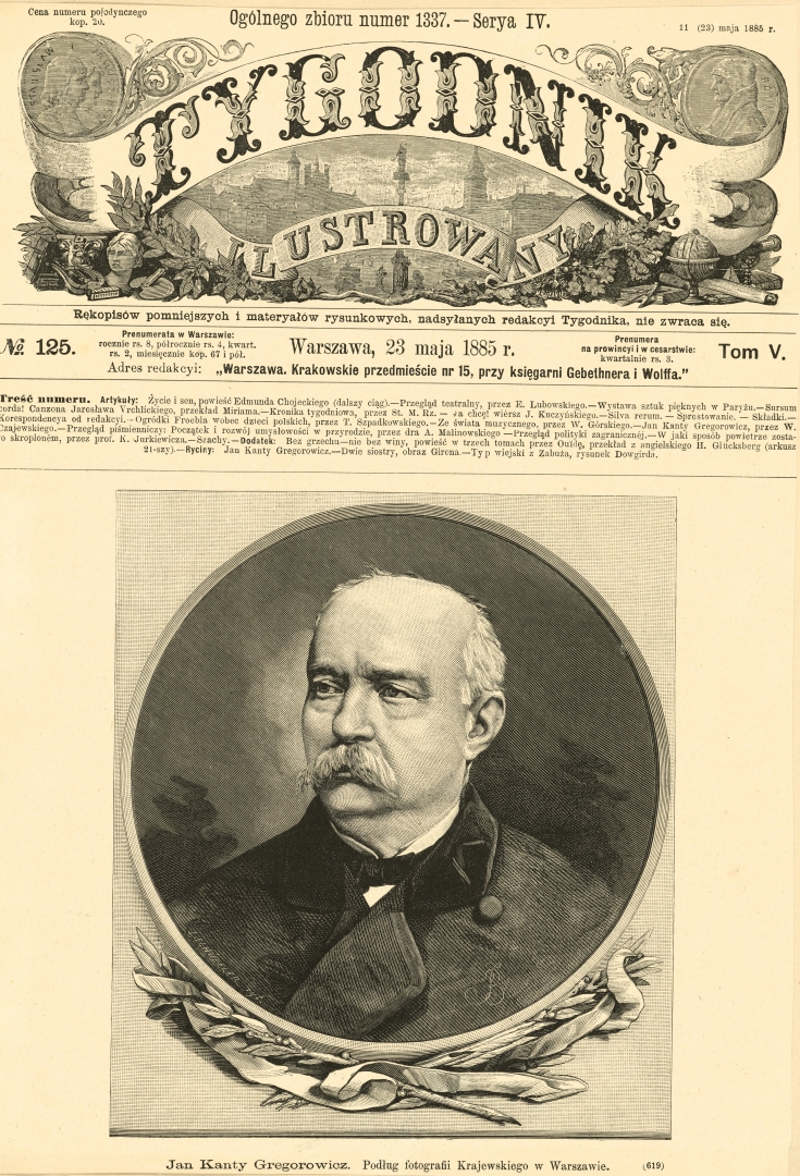 Portret Jana Kantego Gregorowicza na stronie tytułowej 